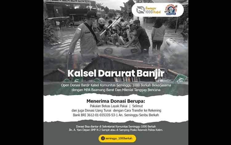 Sejumlah komunitas di Kotim membuka donasi untuk korban banjir di Kalimantan Selatan. 