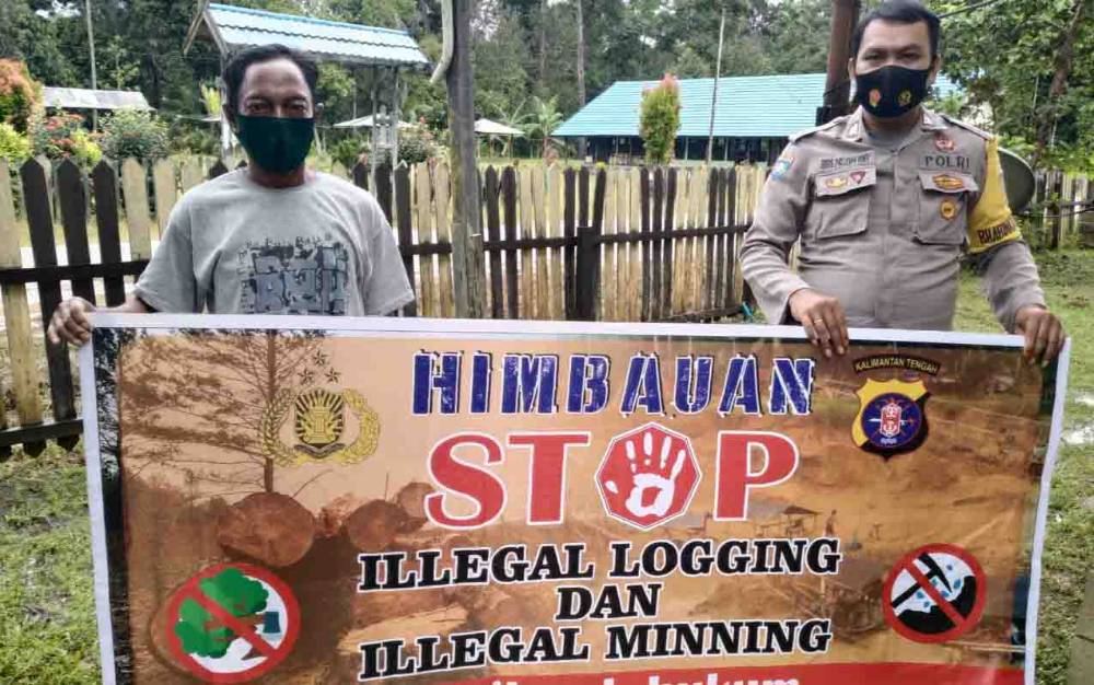 Sosialisasi pencegahan illegal logging dan mining yang dilaksanakan Polsek TSG dan Pulau Malan, Minggu, 17 Januari 2021.