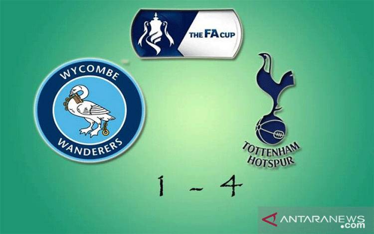 Tottenham Hotspur mengalahkan Wycombe Wanderers di pertandingan Piala FA Inggris dengan skor 4-1, Senin (25/1/2021) (ANTARA/Juns)