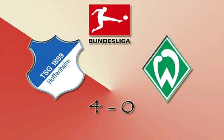 Hoffenheim menghantam Werder Bremen dengan skor 4-0 dalam pertandingan Liga Jerman di Prezero Arena, Hoffenheim, Minggu (21/2/2021) (ANTARA/Juns)