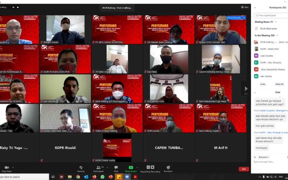 Pertemuan FKIJK Kalimantan Tengah secara virtual menggunakan media zoom.