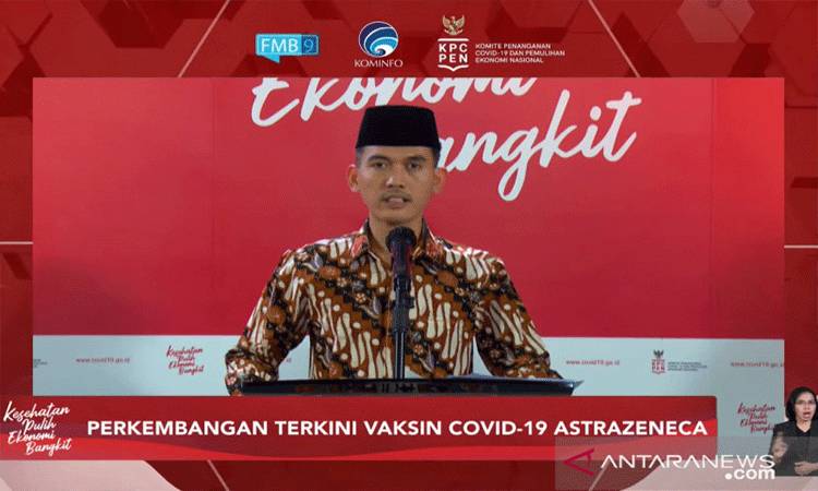 Ketua MUI Bidang Fatwa Asrorun Niam saat menyampaikan rekomendasi penggunaan vaksin AstraZeneca. (ANTARA/Tangkapan Layar Youtube Kominfo)