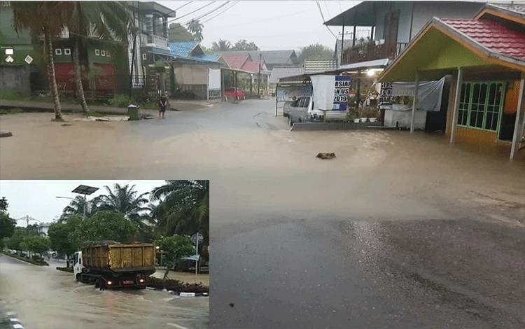 Beberapa ruas jalan yang tergenang banjir akibat luapan Sungai Bengaris.