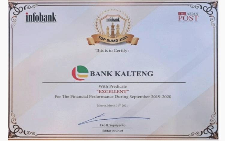 Bank Kalteng kembali torehkan prestasi.