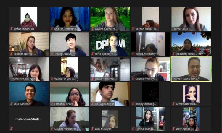 Zoom meeting percakapan bahasa inggris yang digelar oleh Global Quarantine Conversation Club.