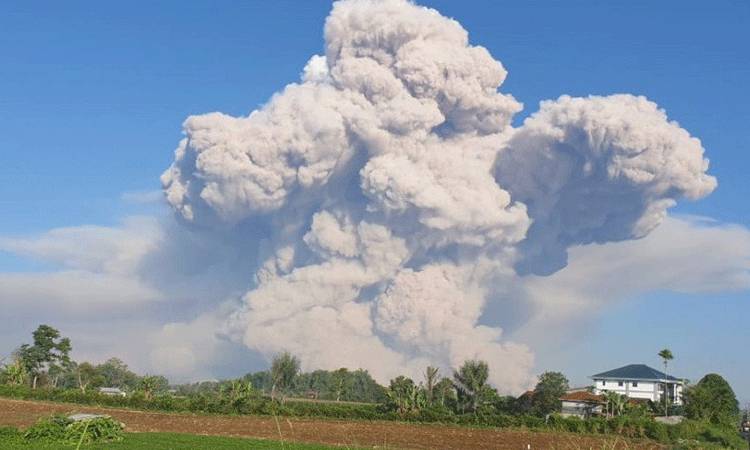 Gunung Sinabung di Kabupaten Karo, Sumatera Utara, erupsi dan meluncurkan awan panas (ANTARA/HO)