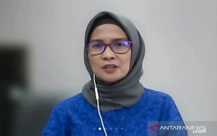 Juru Bicara Kementerian Perhubungan Adita Irawati dalam gelar wicara Satuan Tugas Penanganan COVID-19 di Jakarta, Selasa (11/5/2021). (Antara/Devi Nindy)