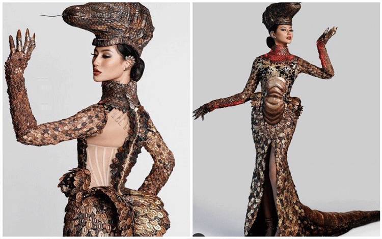 Ayu Maulida dalam balutan kostum komodo di Miss Universe 2020 (Instagram/@ayumaulida97)