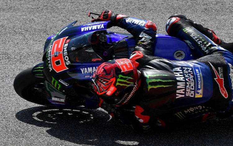 Pebalap tim Monster Energy Yamaha MotoGP Fabio Quartararo menjalani sesi latihan bebas Grand Prix Italia, Sirkuit Mugello. (28/5/2021)