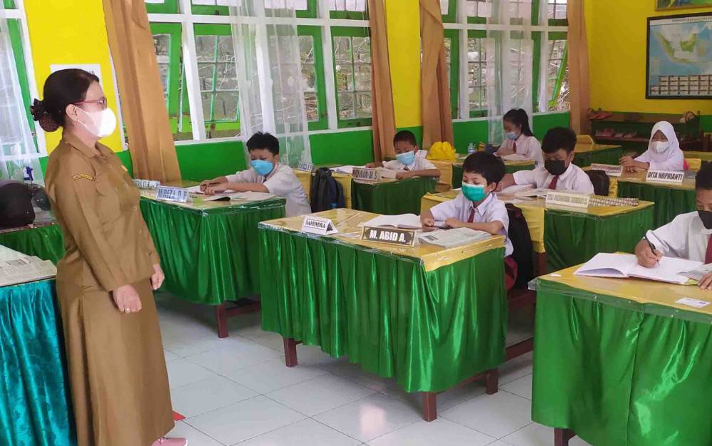 Kegiatan pembelajaran tatap muka di salah satu sekolah di Sampit, Kotawaringin Timur