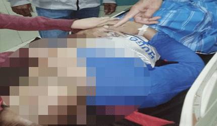 Sugeng Raharno korban kecelakaan yang lehernya tersangkut kabel saat mengendarai sepeda motor.