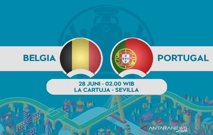Ilustrasi pertandingan babak 16 besar Euro 2020 antara Belgia melawan Portugal yang akan dimainkan pada Senin (29/6/2021) dini hari WIB. (ANTARA/Gilang Galiartha)