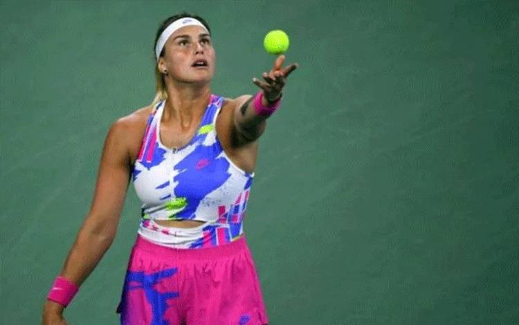 Foto arsip - Petenis Belarusia Aryna Sabalenka saat berlaga di US Open, 3 September 2020. Reuters/Robert Deutsch-USA TODAY Sports/file photo