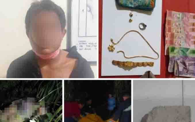 Terduga pelaku pembunuhan terhadap Sumini di Gang Telkom Kereng Pangi bernama Gepeng diamankan polisi berikut barang buktinya.