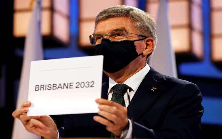Presiden Komite Olimpiade Internasional (IOC) Thomas Bach mengumumkan Brisbane sebagai tuan rumah Olimpiade 2032, Rabu (21/07/2021)