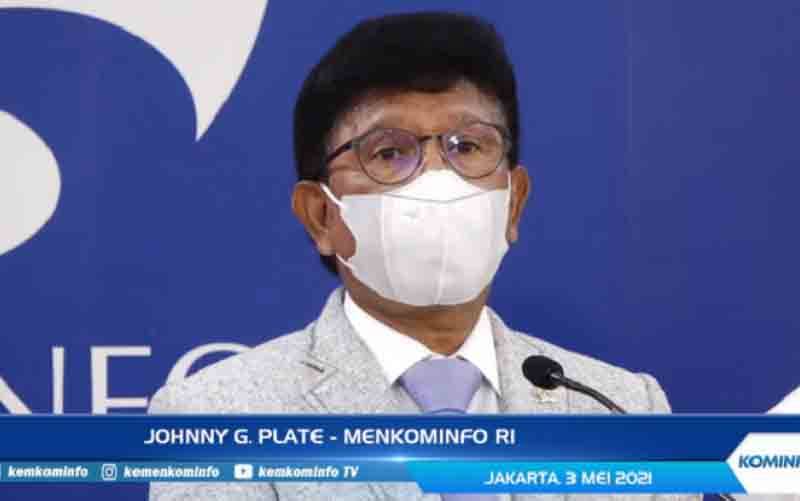 Menteri Komunikasi dan Informatika Johnny G Plate. (foto : Tangkapan layar YouTube/Kominfo)