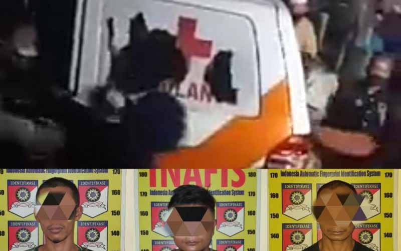 Tiga orang yang ditetapkan sebagai tersangka dalam kasus perebutan jenazah dan perusakan mobil ambulans jenazah COVID-19 di Desa Pace, Kecamatan Silo, Kabupaten Jember. (foto : ANTARA/HO- Polres Jember)