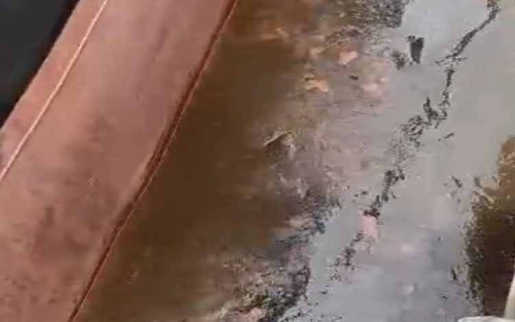 Tercemarnya Sungai Mentaya, di kawasan Pelabuhan Bagendang, Kecamatan Mentaya Hilir Utara diduga akibat tumpahan CPO