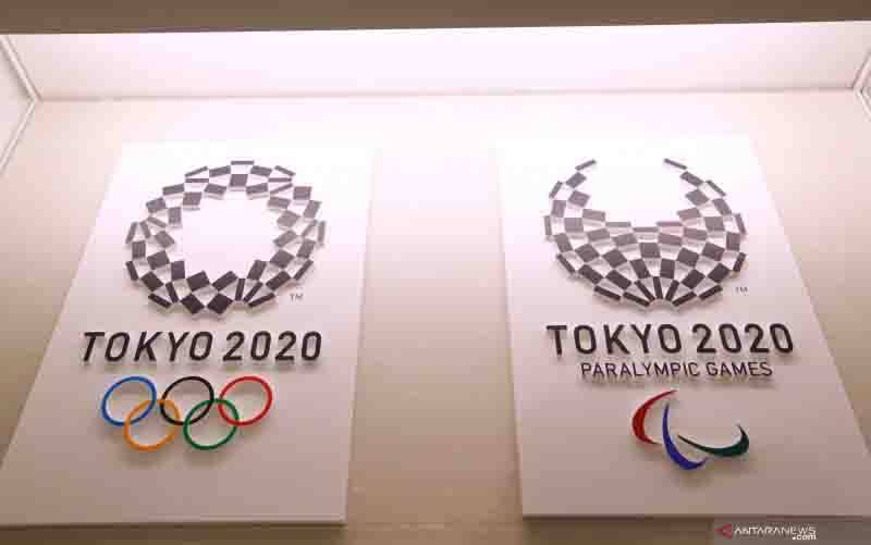 Logo Olimpiade Tokyo 2020 dan logo Paralimpiade Tokyo 2020 terlihat dalam Museum Olimpiade Jepang yang telah dibuka oleh Komite Olimpiade Jepang untuk media di Tokyo, Jepang, Senin (2/9/2019). (foto : REUTERS/Photo by Sho Tamura/AFLO SPORT)