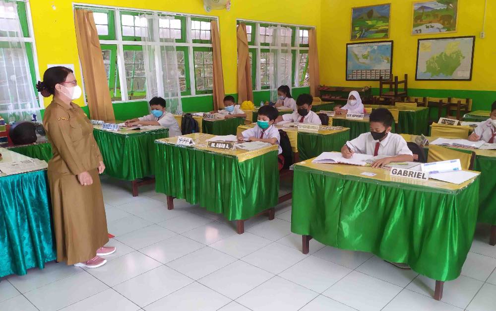 Suasana pembelajaran tatap muka yang sempat dilaksanakan di salah satu SD di Sampit, Kotawaringin Timur, beberapa waktu lalu. 