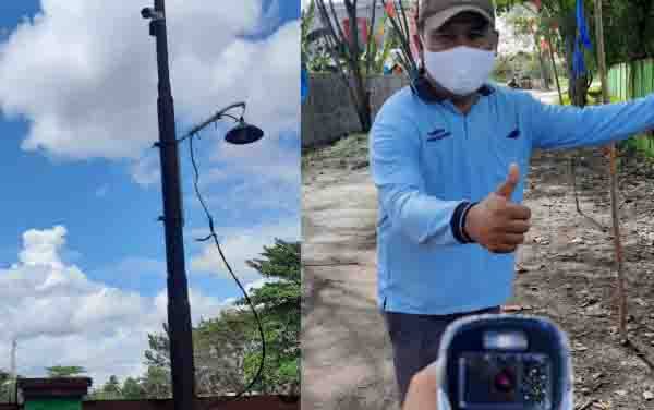 Pemasangan kamera pengawas di Kawasan Beriman di Jalan Ki Hajar Dewantara Sampit oleh Karang Taruna Kotim dan SMKN 1 Sampit.