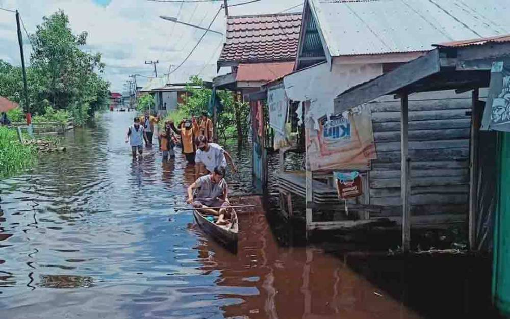Banjir pada salah satu wilayah di Kalteng.