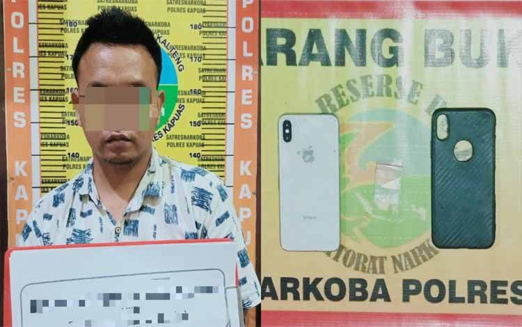 Terduga pelaku kasus sabu dan barang bukti diamankan Satresnarkoba Polres Kapuas