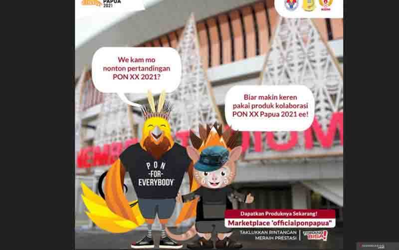 PON Papua berkolaborasi dengan 12 brand lokal dan nasional serta 12 artisan asal Indonesia untuk mendesain suvenir khas dari pesta olahraga terbesar di Tanah Air tersebut. (foto : ANTARA/Twitter/@ponxx2020papua)