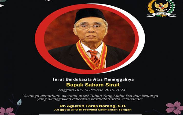 Anggota DPD, Agustin Teras Narang, menyampaikan belasungkawa atas meninggalnya politikus senior Sabam Sirait. ANTARA/HO-Tim Teras Narang