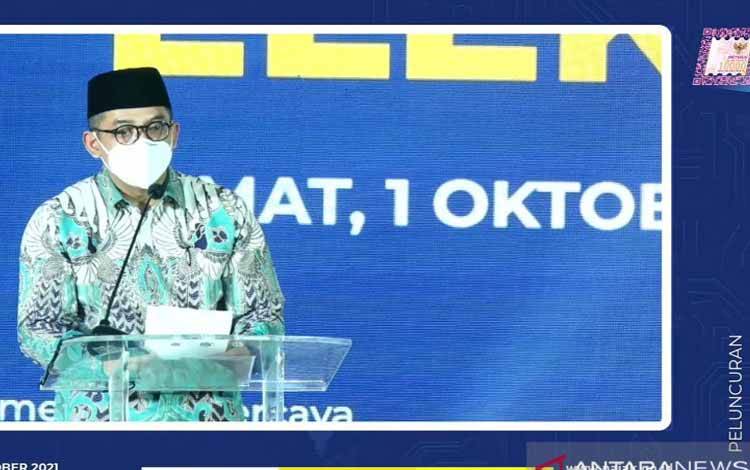Tangkapan layar Direktur Jenderal Pajak dalam Peluncuran Materai Elektronik di Jakarta, Jumat (1/10/2021)