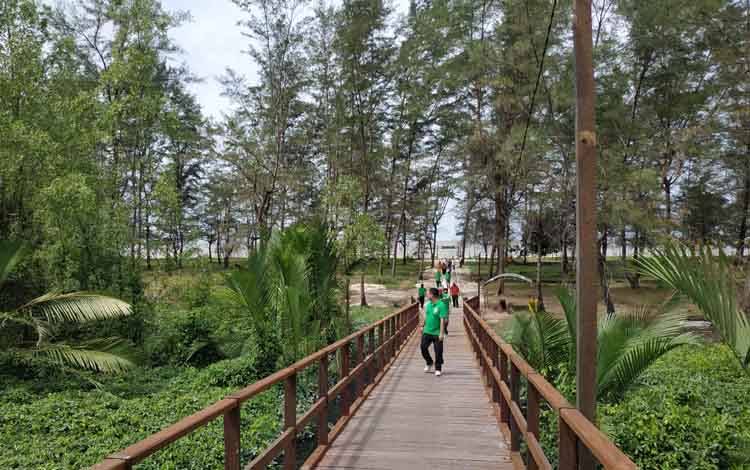 Pantai Seribu Cemara Desa Sungai Bakau, salah satu potensi wisata yang kembangkan pemerintah desa setempat.