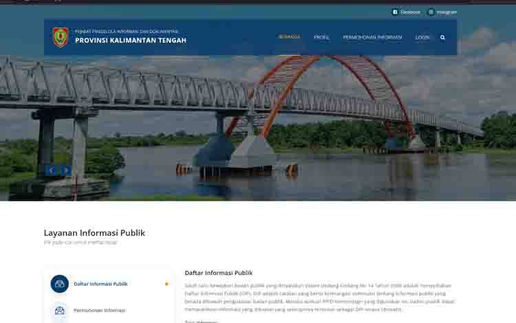Situs utama informasi publik PPID Kalteng