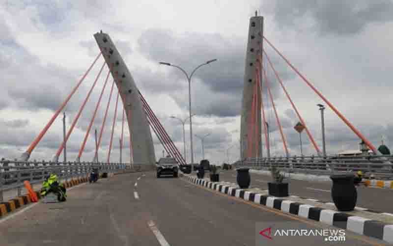Jembatan Alalak, Kabupaten Barito Kuala (Batola), Kalimantan Selatan (Kalsel) yang akan diresmikan Presiden Joko Widodo pada 21 Oktober 2021. (foto : ANTARA/Istimewa)