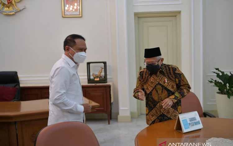 Wakil Presiden Maruf Amin menerima audiensi Menteri Pemuda dan Olahraga Zainudin Amali di kediaman resmi wapres di Jakarta, Rabu (27/10/2021)
