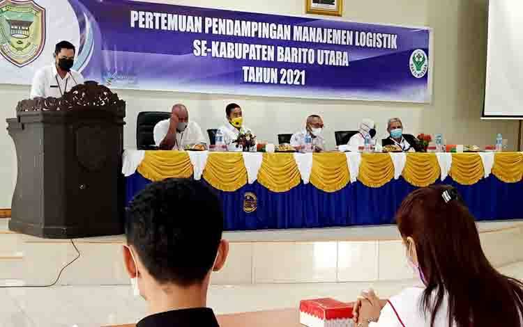 Pertemuan manajemen logistik tingkat Kabupaten Barito Utara, di aula BappedaLitbang