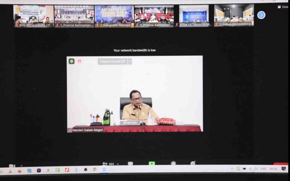 Mendagri Tito Karnavian saat pimpin Rakor evaluasi anggaran secara virtual
