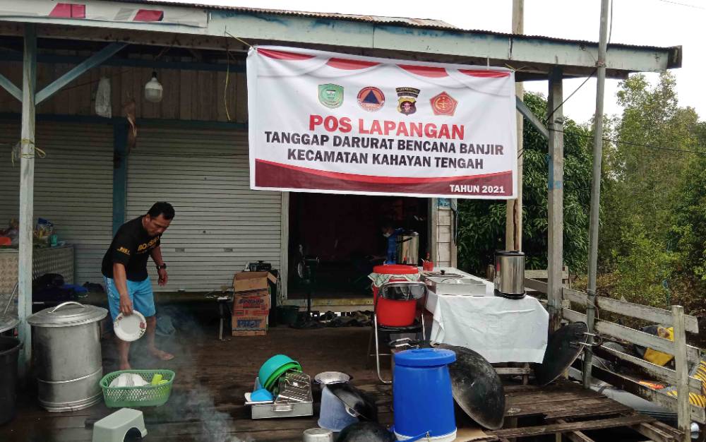 Posko Lapangan Tanggap Darurat di Desa Tanjung Sangalang, Kecamatan Kahayan tengah, Kabupaten Pulang Pisau, Jumat 26 November 2021