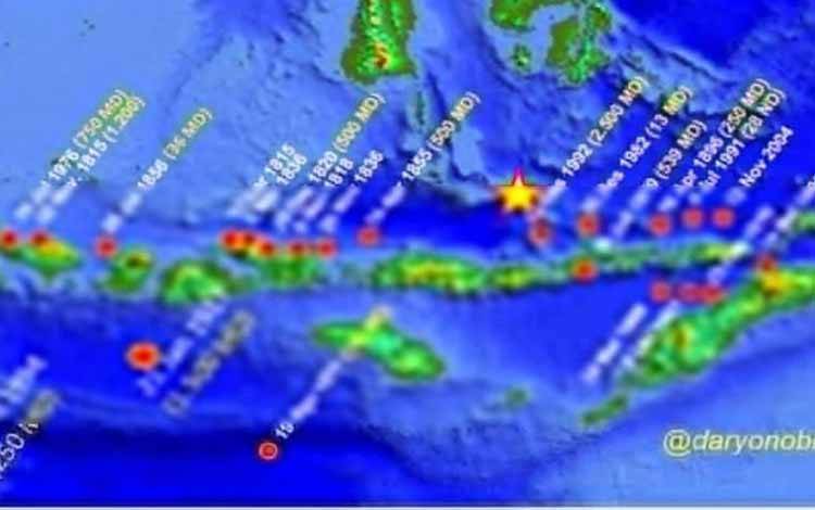 Catatan sejarah gempa dan tsunami di busur Kepulauan Sunda Kecil (Bali, NTB, NTT) sejak 1.800