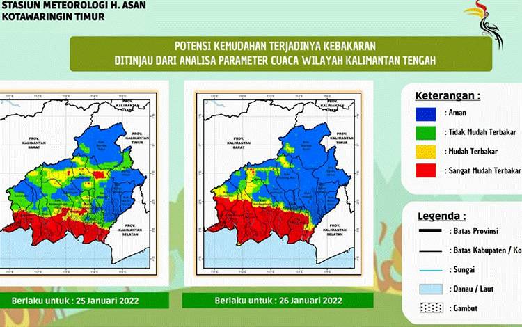 Grafis potensi kemudahan kebakaran di Kalimantan Tengah.
