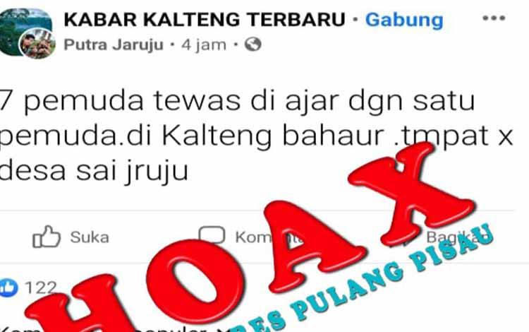 Berita hoax yang beredar di postingan salah satu akun Putra Jaruju di media sosial Facebook, Jumat 4 Februari 2022