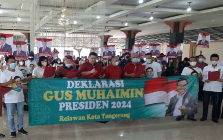 Komunitas Cina Benteng mendeklarasikan dukungan untuk Muhaimin Iskandar sebagai calon presiden (capres) pada Pemilu 2024 di Kota Tanggerang, Banten, Minggu (13/2/2022) 