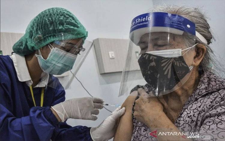 Dokumen: Petugas medis menyuntikkan vaksin COVID-19 ke warga lanjut usia (lansia) di Bekasi, Jawa Barat, Senin (15/3/2021). (ANTARA FOTO/Fakhri Hermansyah)