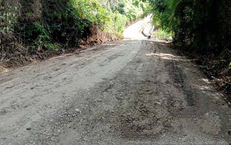 Jalan Desa Pendreh yang telah diperbaiki Dinas PUPR bersama PT NPL