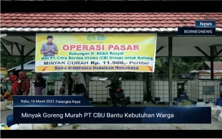Operasi Pasar Minyak Goreng Murah PT CBU di Kecamatan Jekan Raya.