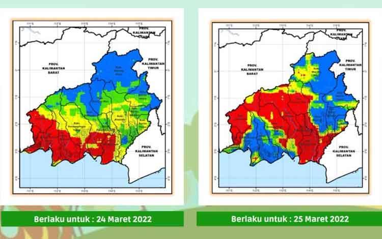 Peta potensi kemudahan kebakaran lahan ditinjau dari analisa parameter cuaca di Kalimantan Tengah