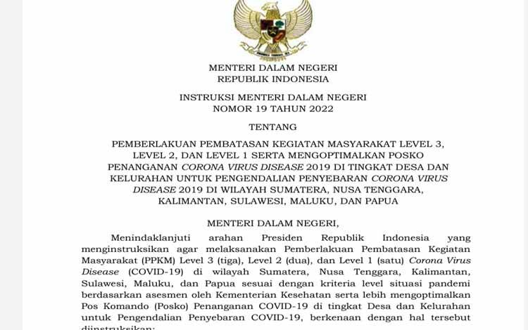 Edaran Mendagri tentang PPKM periode 29 Maret-11 April 2022 