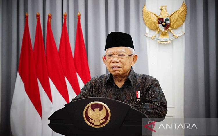 Wakil Presiden RI Ma'ruf Amin memberikan sambutan secara virtual pada acara Syiar Islam dan Tarhib Ramadhan 1443 H Majelis Ulama Indonesia, di Jakarta, Kamis (31/3/2022). ANTARA/HO-BPMI Setwapres.