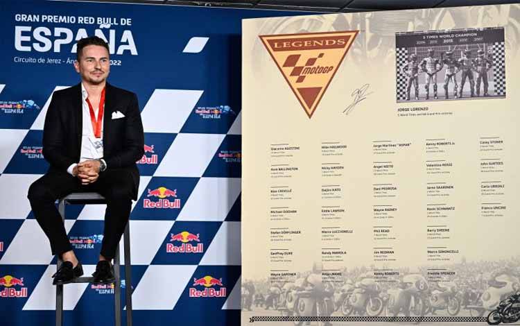 Jorge Lorenzo dinobatkan sebagai Legenda MotoGP di Sirkuit Jerez-Angel Nieto, Spanyol, Minggu (30/4/2022)