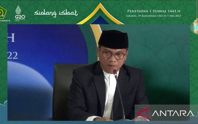 Tangkapan layar Ketua Komisi VIII DPR Yandri Susanto dalam konferensi pers daring hasil sidang isbat 1 Syawal 1443 Hijriah diikuti di Jakarta, Minggu (1/5/2022). (Antara/Devi Nindy)