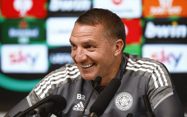 Manajer Leicester City Brendan Rodgers dalam jumpa pers menjelang pertandingan Liga Conference Europa di Leicester City Training Ground, Seagrave, Inggris, 4 Mei 2022. (Action Images via Reuters/ANDREW BOYERS)